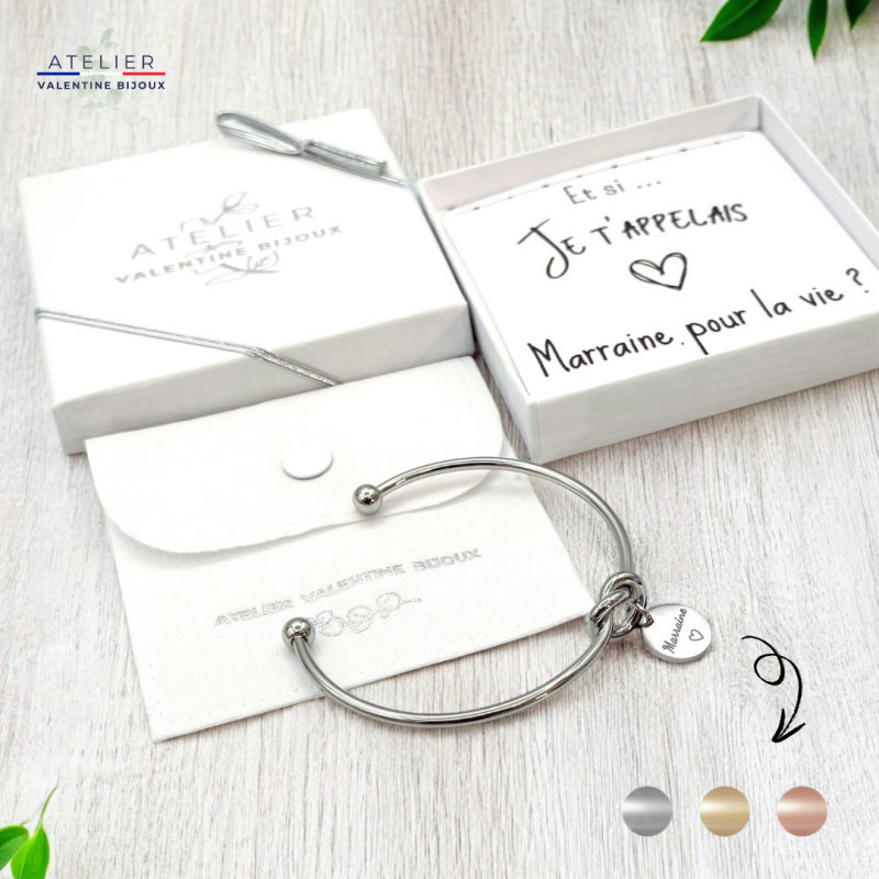 Coffret Jonc noeud MARRAINE ajustable