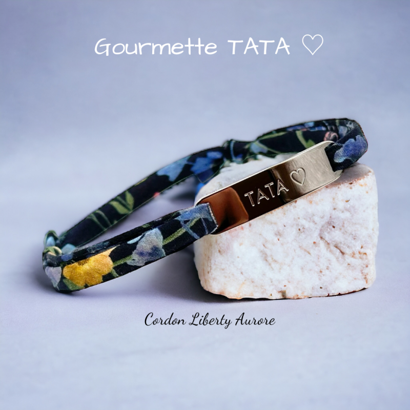 TATA ♡, Bracelet gourmette cordon liberty ajustable