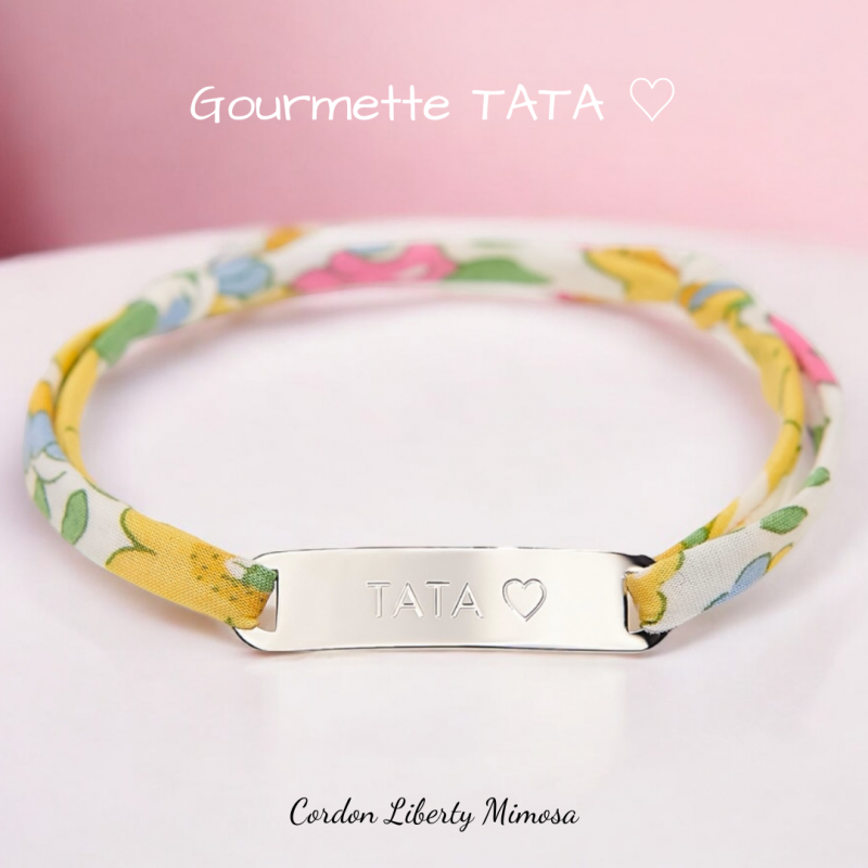 TATA ♡, Bracelet gourmette cordon liberty ajustable