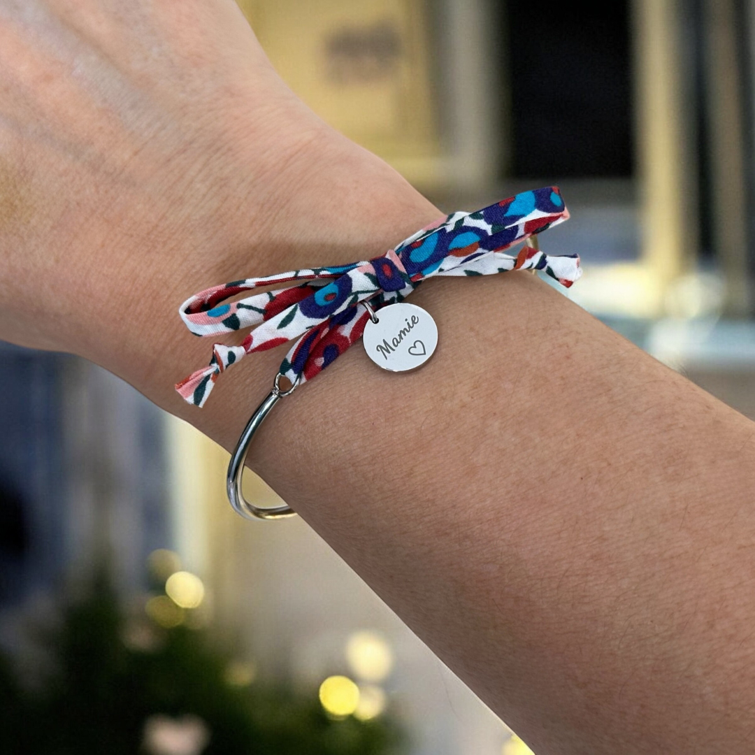 MAMIE ♡, Je T'♡ ou On T'♡, bracelet jonc cordon liberty