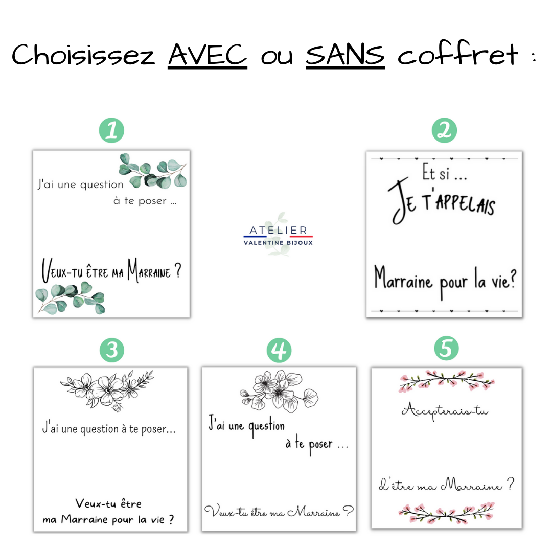 Avec ou sans coffret, Veux tu être ma marraine ? Future Marraine, annonce grossesse, demande Marraine