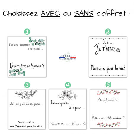 Avec ou sans coffret, Veux tu être ma marraine ? Future Marraine, annonce grossesse, demande Marraine