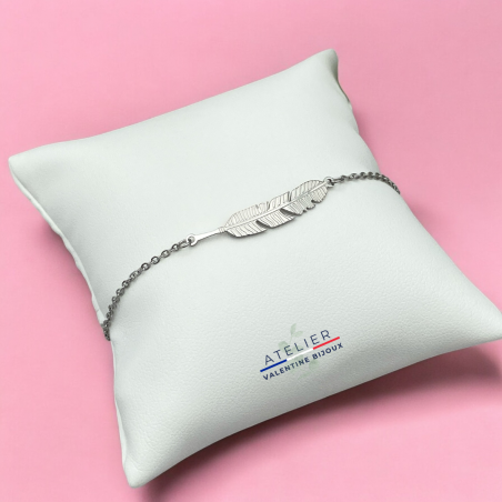 Plume - Bracelet chaîne ajustable en acier inoxydable