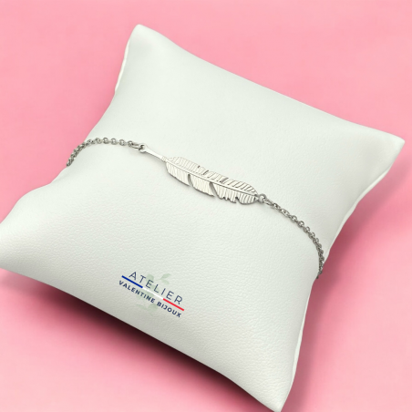 Plume - Bracelet chaîne ajustable en acier inoxydable