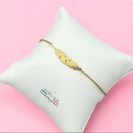 Plume - Bracelet chaîne ajustable en acier inoxydable