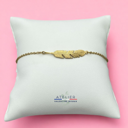 Plume - Bracelet chaîne ajustable en acier inoxydable