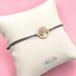 ARBRE DE VIE , argent 925, plaqué or, Bracelet cordon, porte bonheur, chance