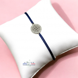 Bracelet BOUSSOLE, ROSE DES VENTS, Plaqué or, Argent 925, Bracelet cordon ajustable, bracelet amitié, bracelet mixte