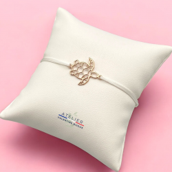 Tortue origami, Bracelet cordon ajustable en argent 925