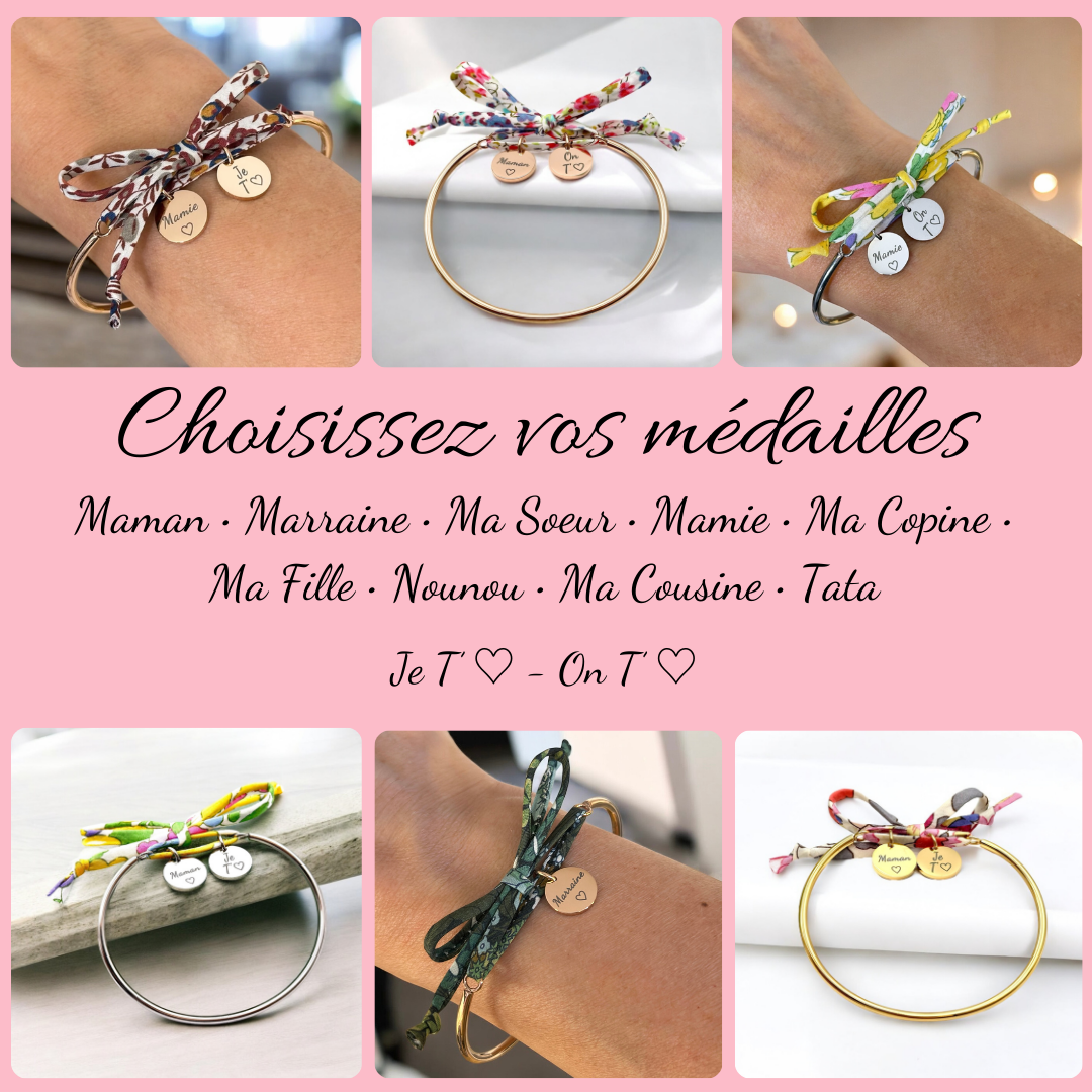 Choisissez vos médailles, bracelet jonc liberty