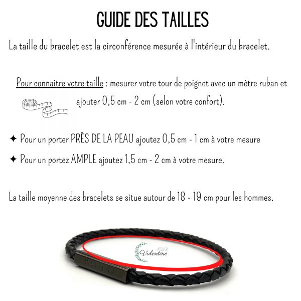 PAPA ♡ - Bracelet cordon cuir tressé noir