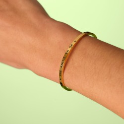 Une amitié en or - Bracelet jonc ajustable en acier inoxydable gravure noire