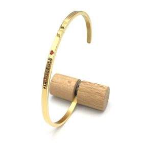 Ma filleule - Bracelet jonc ajustable à message en acier inoxydable gravure noire