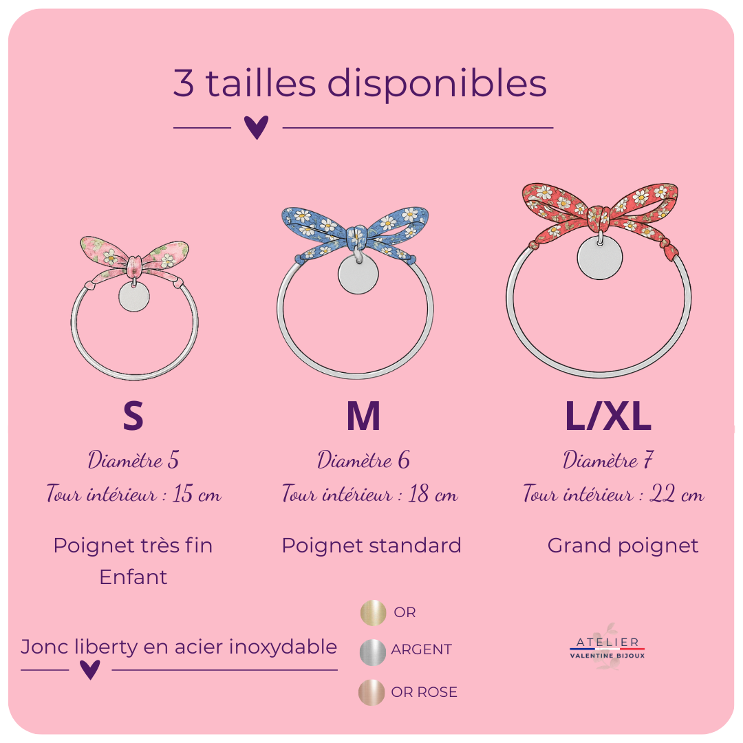 MAMIE ♡, Je T'♡ ou On T'♡, bracelet jonc cordon liberty