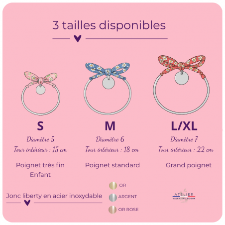 MAMIE ♡, Je T'♡ ou On T'♡, bracelet jonc cordon liberty