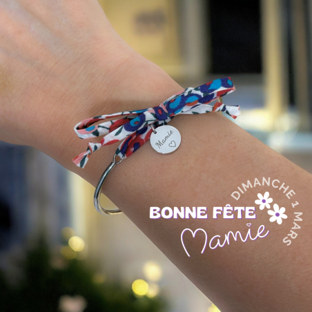 MAMIE, choisissez vos médailles, bracelet jonc cordon liberty