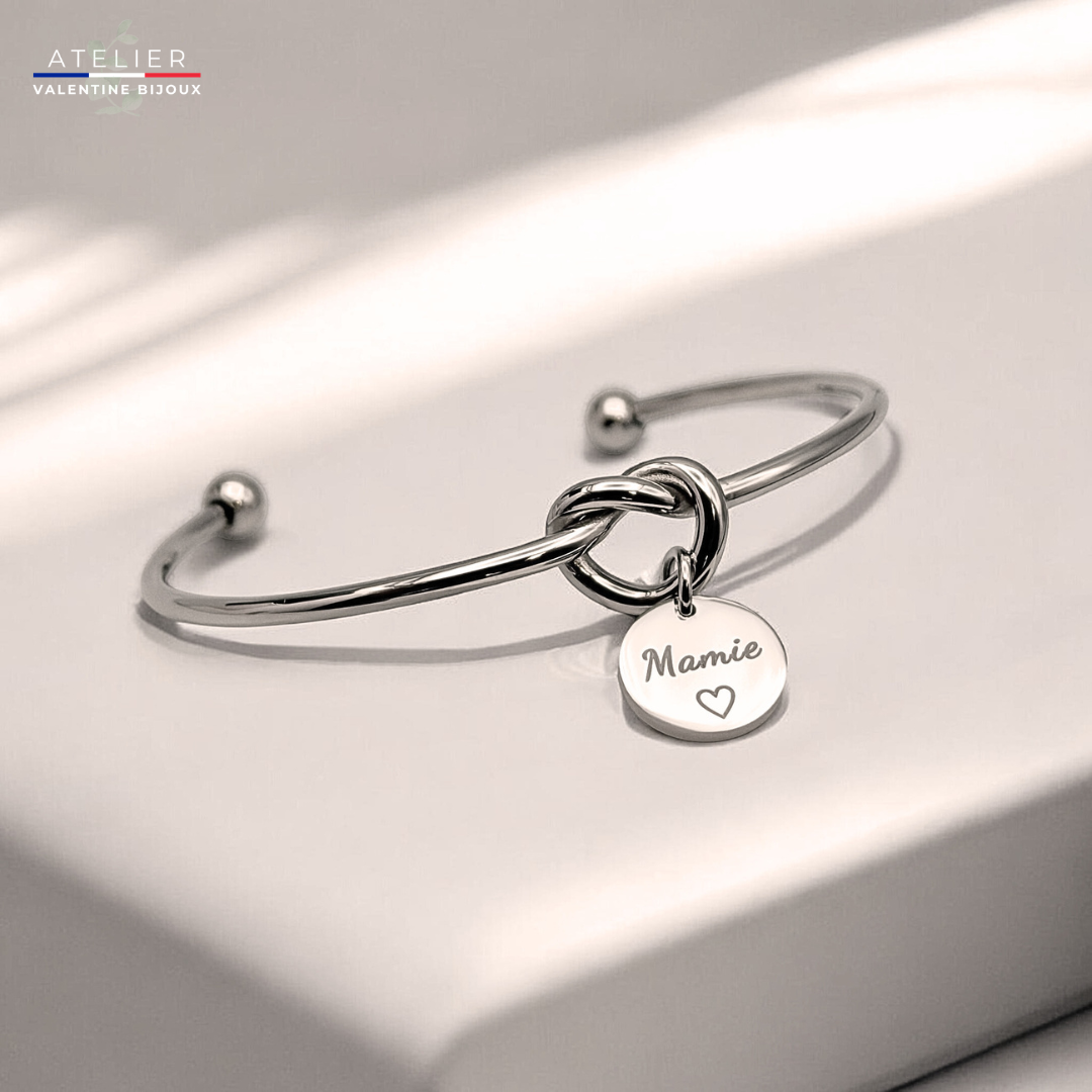Bracelet jonc noeud "mamie" acier inoxydable