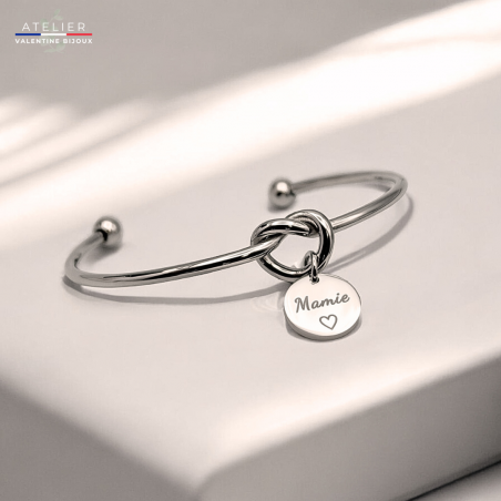 Bracelet jonc noeud "mamie" acier inoxydable