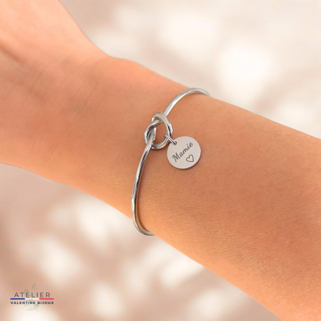 Bracelet jonc noeud "mamie" acier inoxydable