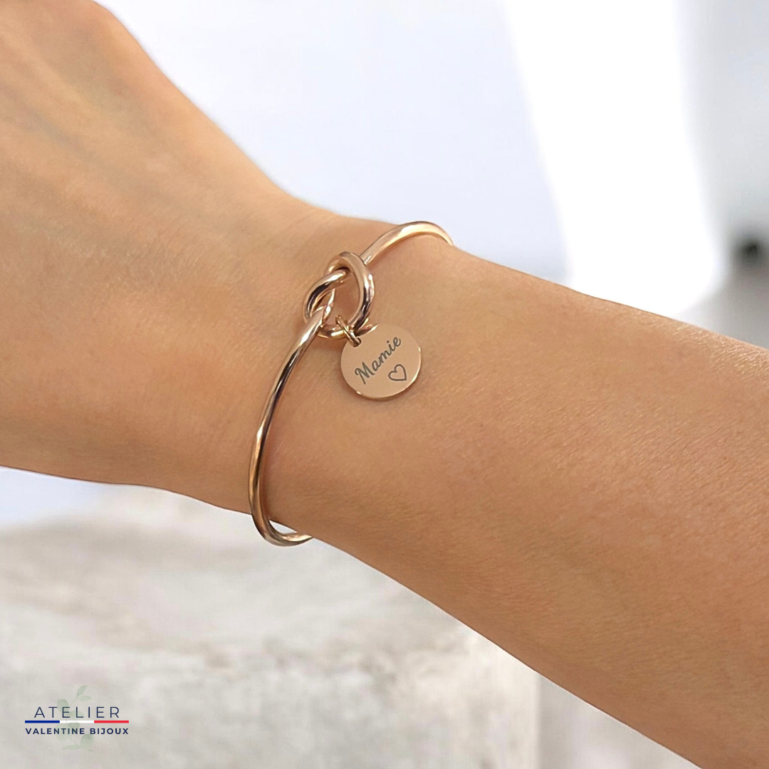 Bracelet jonc noeud "mamie" acier inoxydable