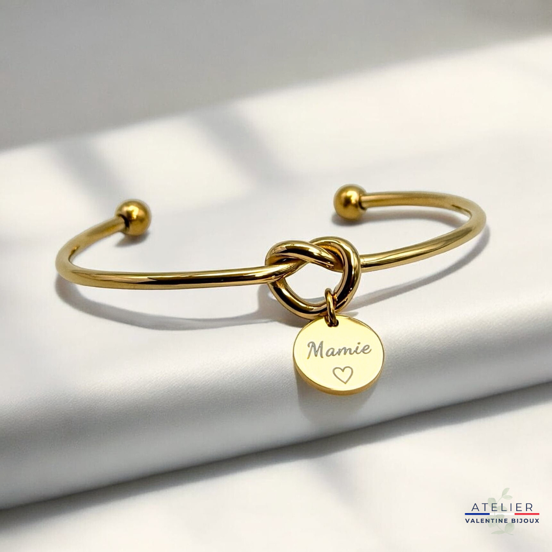 Bracelet jonc noeud "mamie" acier inoxydable