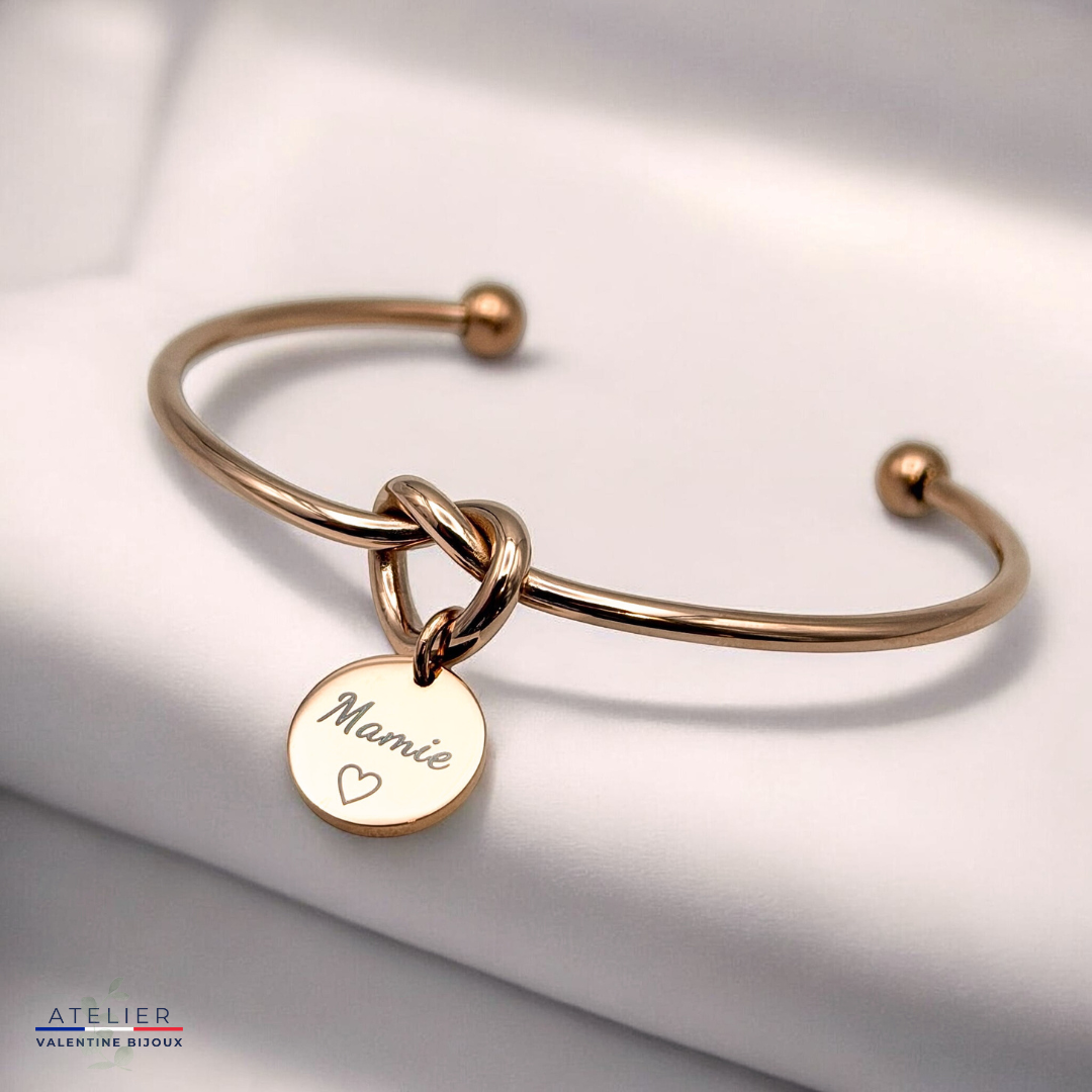 Bracelet jonc noeud "mamie" acier inoxydable
