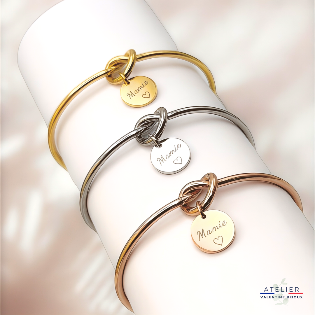 Bracelet jonc noeud "mamie" acier inoxydable