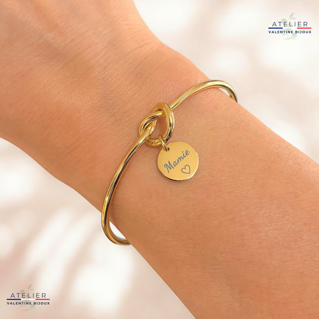 Bracelet jonc noeud "mamie" acier inoxydable
