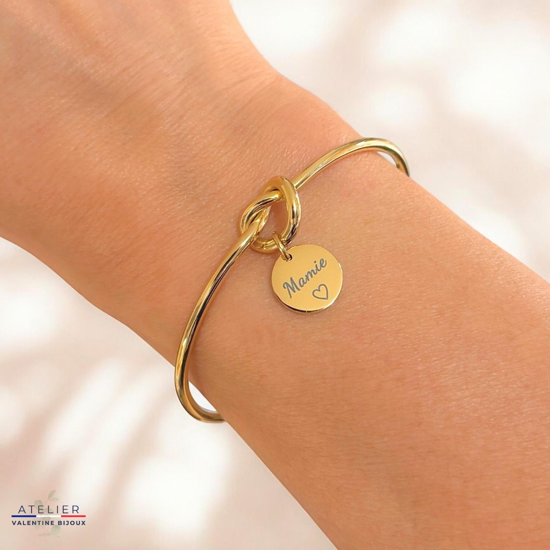 Bracelet jonc noeud "mamie" acier inoxydable
