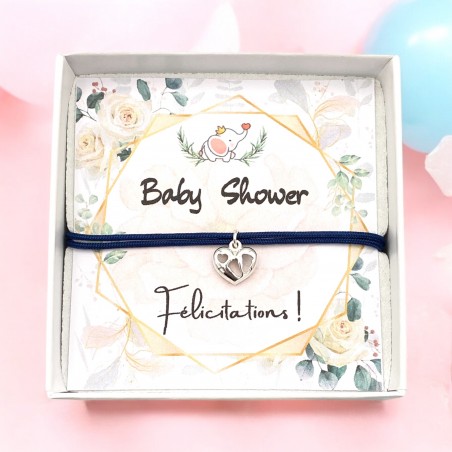 Coffret baby shower, cadeau baby shower, pendentif coeur petits pieds