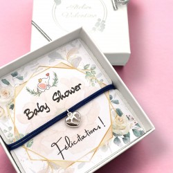 Coffret baby shower, cadeau baby shower, pendentif coeur petits peids
