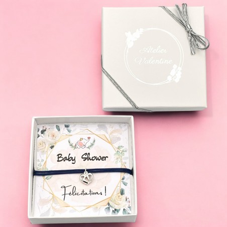 Coffret baby shower, cadeau baby shower, pendentif coeur petits pieds