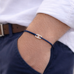 Bracelet cordon petite maille marine en argent 925 pour homme ou femme