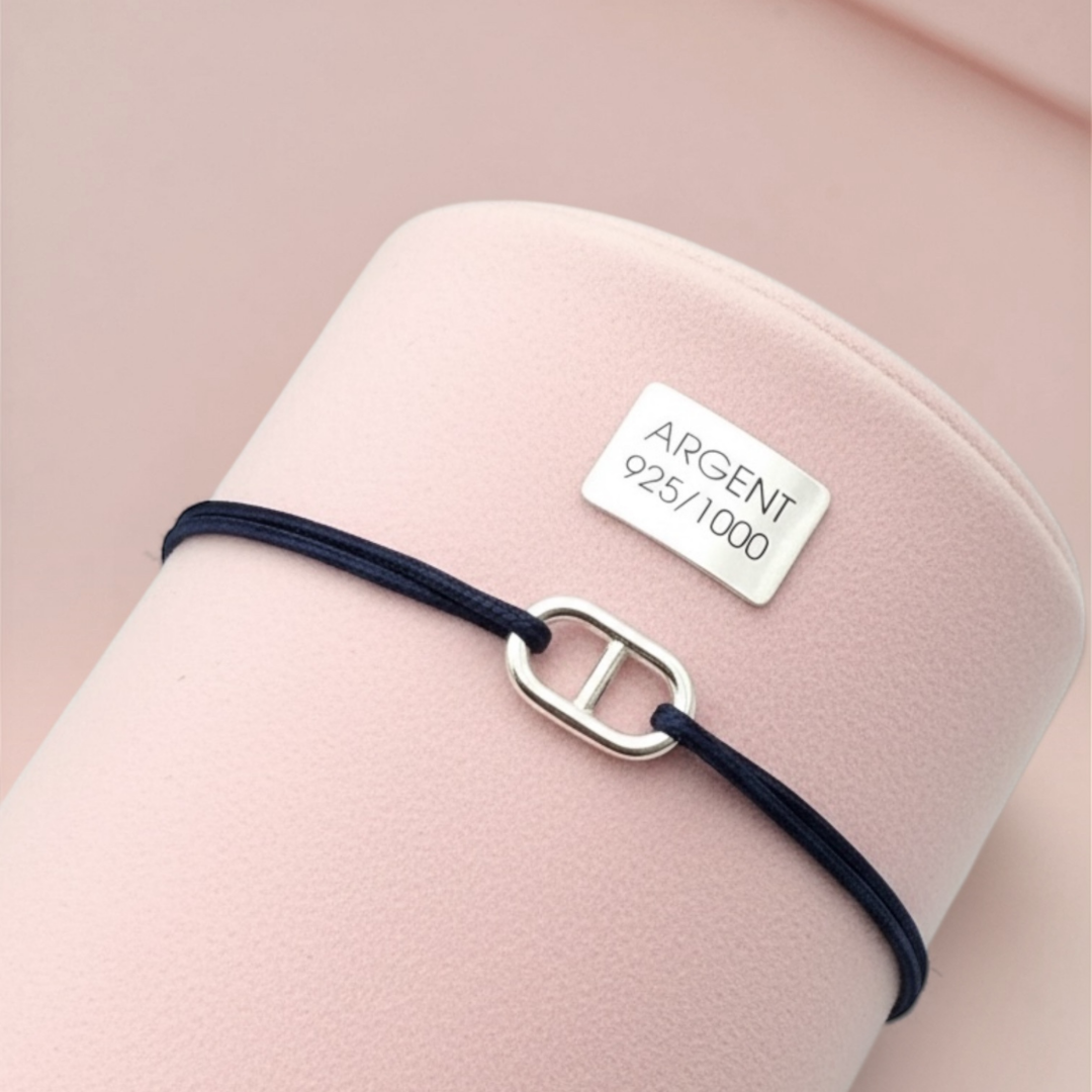 Bracelet cordon petite maille marine en argent 925 pour homme ou femme