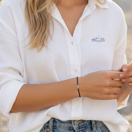 Bracelet cordon petite maille marine en argent 925 pour homme ou femme