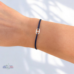 Bracelet cordon petite maille marine en argent 925 pour homme ou femme