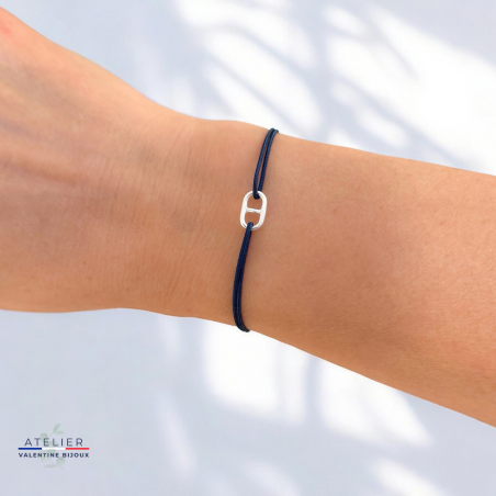 Bracelet cordon petite maille marine en argent 925 pour homme ou femme
