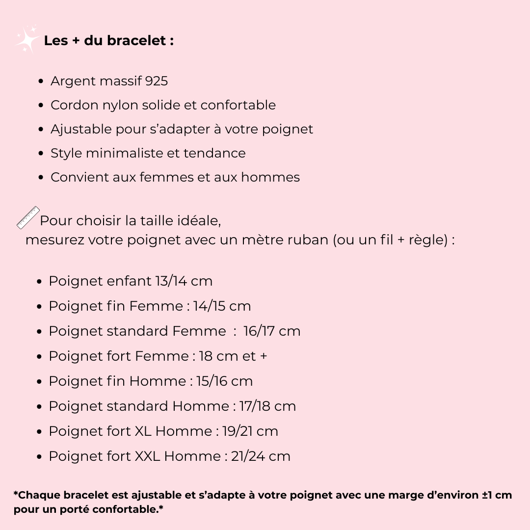 Bracelet cordon petite maille marine en argent 925 pour homme ou femme