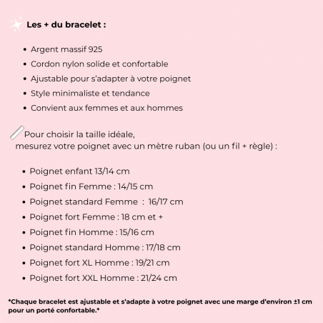 Bracelet cordon petite maille marine en argent 925 pour homme ou femme