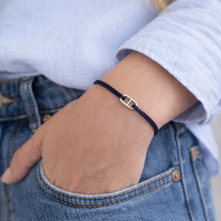 Bracelet cordon petite maille marine en argent 925 pour homme ou femme