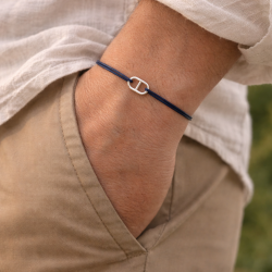 Bracelet cordon petite maille marine en argent 925 pour homme ou femme