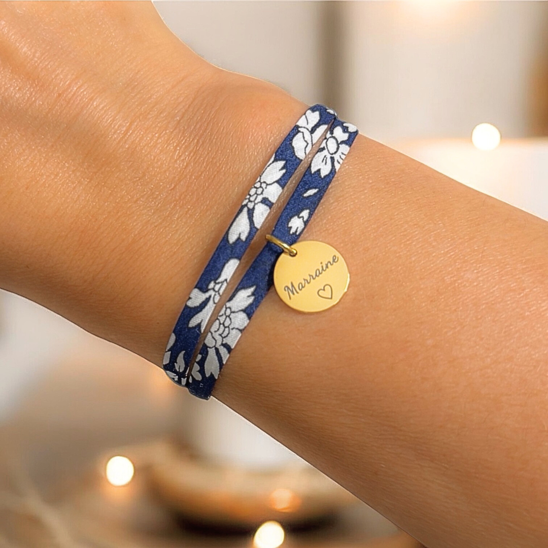 MARRAINE ♡, Cordon Liberty ajustable, bracelet personnalisé, demande marraine, cadeau marraine, baptême