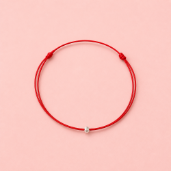 Bracelet cordon ajustable, perle striée en argent massif