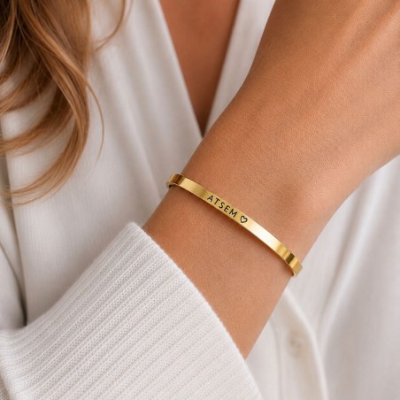 ATSEM ♡, Bracelet jonc ajustable en acier inoxydable