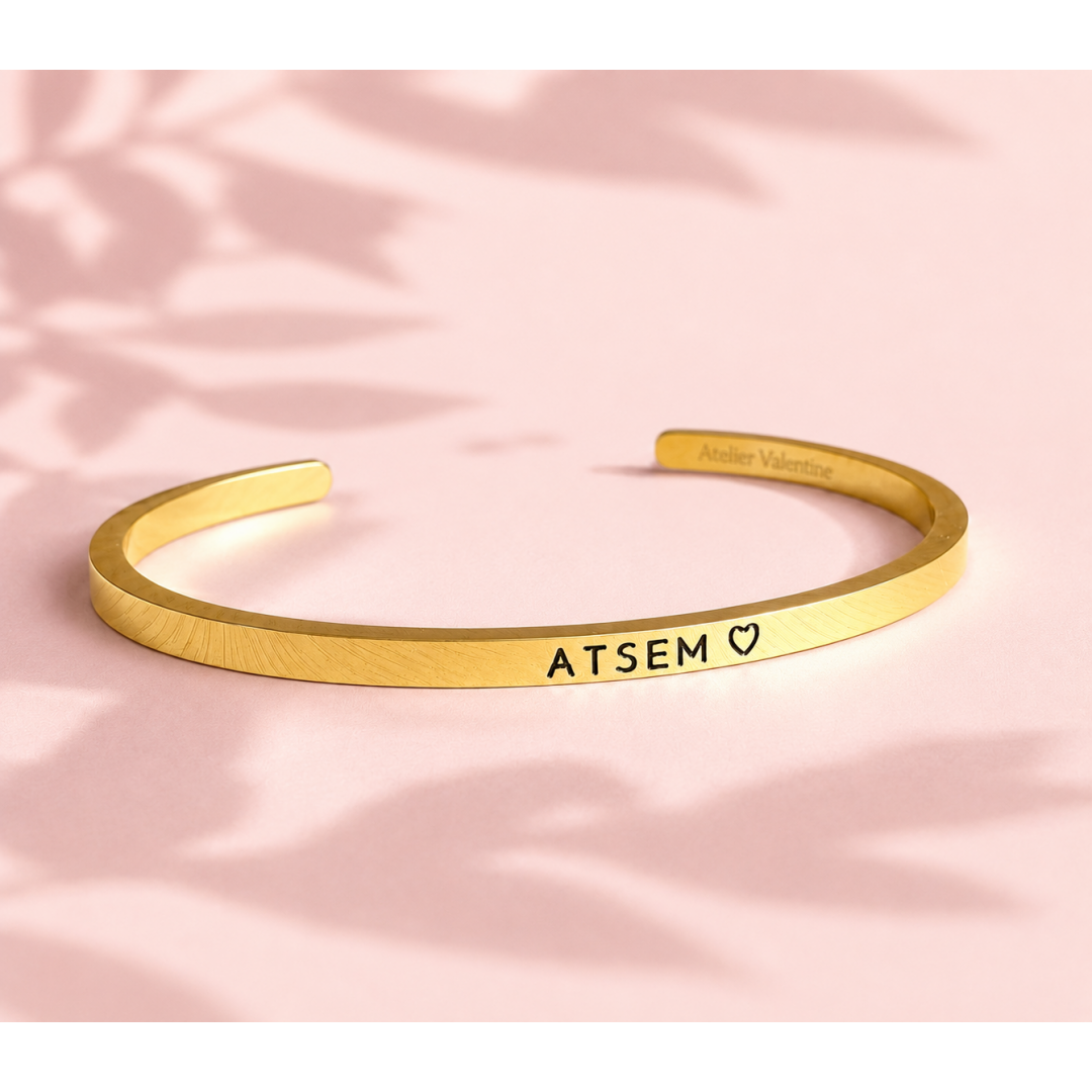 ATSEM ♡, Bracelet jonc ajustable en acier inoxydable