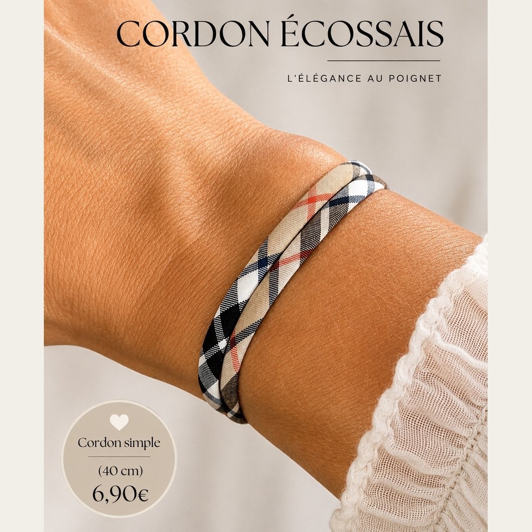 Bracelet liberty Écossais ajustable, pour femme, ado, enfant