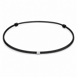 Bracelet cordon fin ajustable tube 2 mm en argent massif