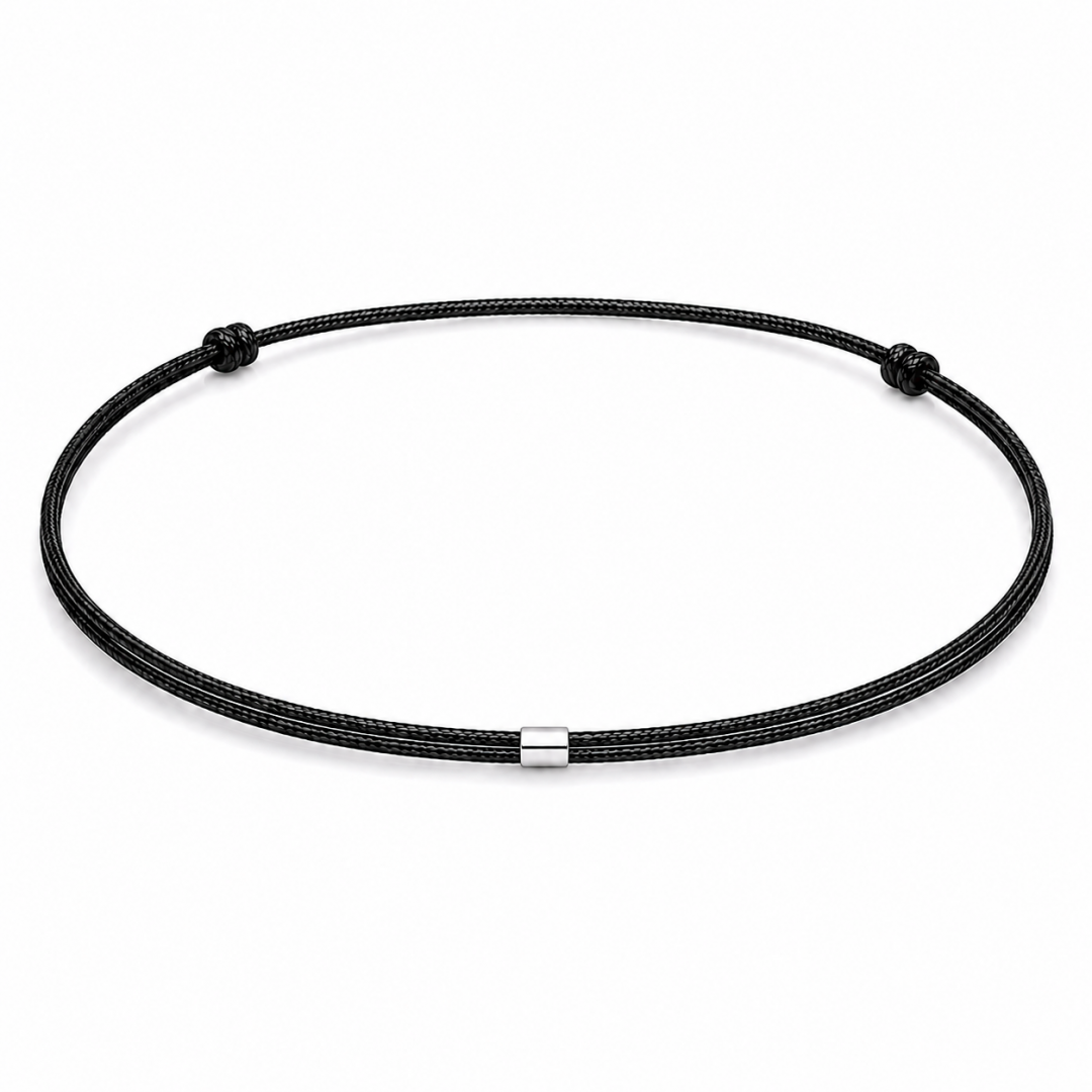 Bracelet cordon fin ajustable tube 2 mm en argent massif