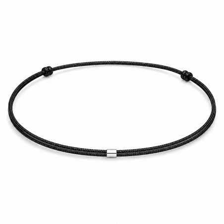 Bracelet cordon fin ajustable tube 2 mm en argent massif