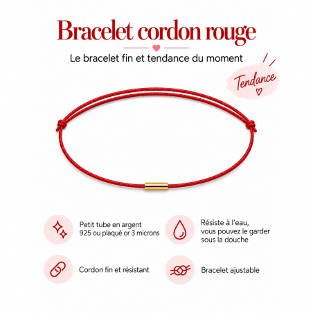 Bracelet fin tube argent 925 ou plaqué or